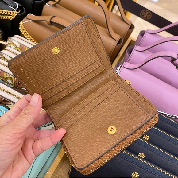 Tory Burch Emerson Mini Saffiano Leather Wallet Moose 147606 - Picture 2 of 4